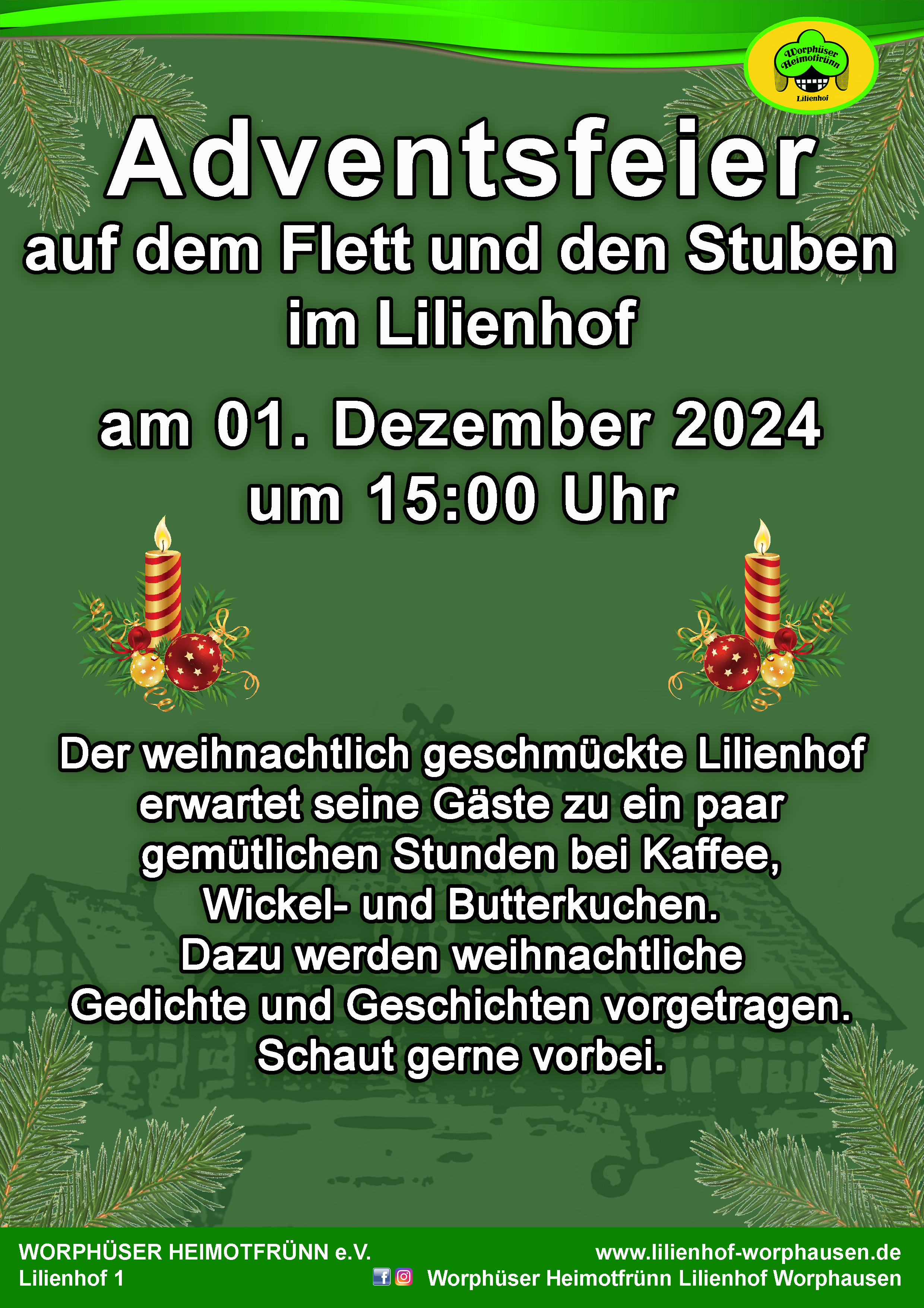 Adventsfeier auf dem Flett und den Stuben im Lilienhof 2024